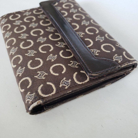 Celine Vintage Triomphe Canvas Leather Brown Wallet Medium Folding Purse - Picture 16 of 16